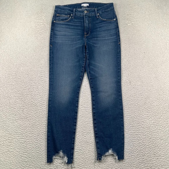 Good American Denim - Good American Cigarette Jeans Womens 8/29 Distressed Stretch Shark Bite Hem